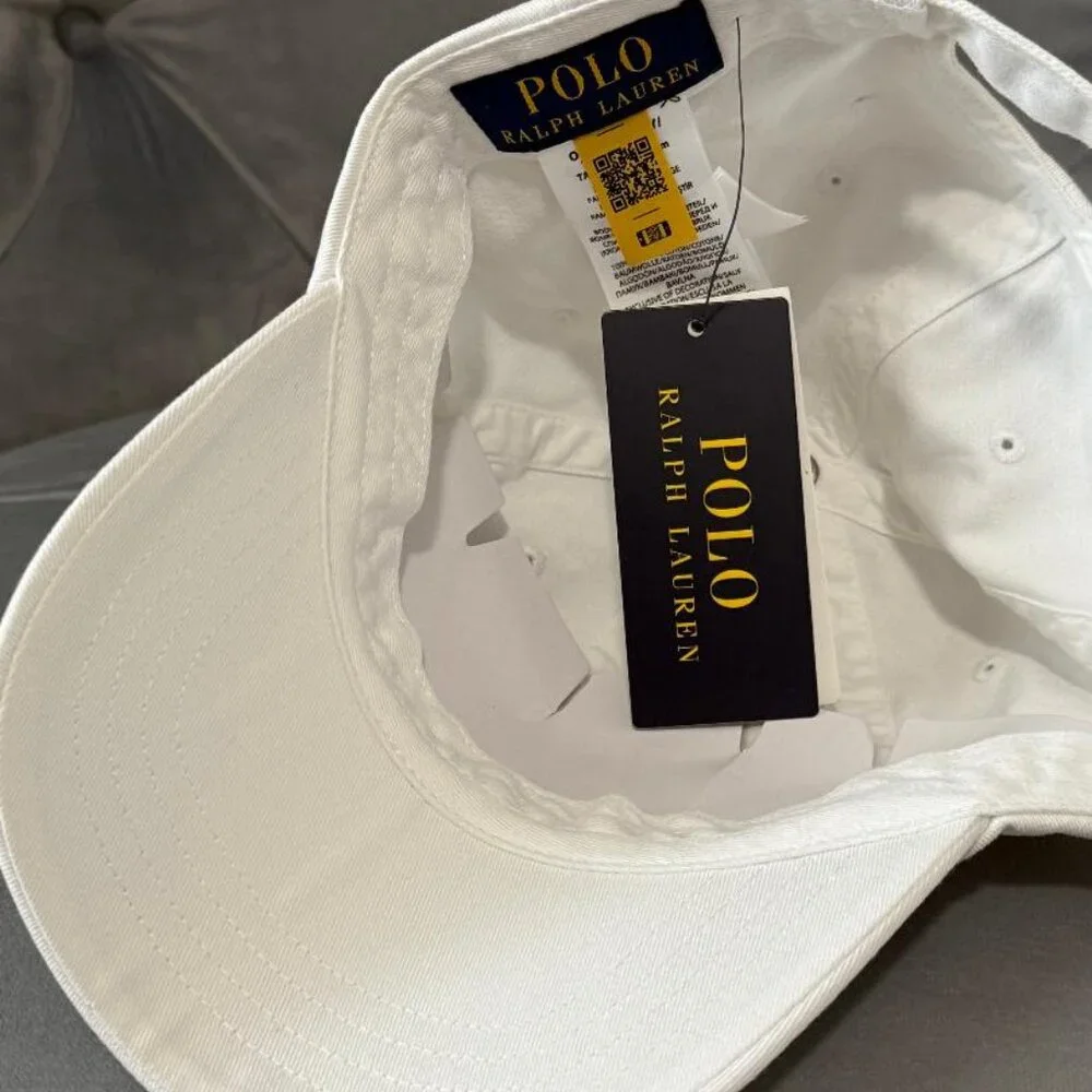 Polo Ralph Lauren White Logo Chino Baseball Cap NWT - Picture 4 of 5